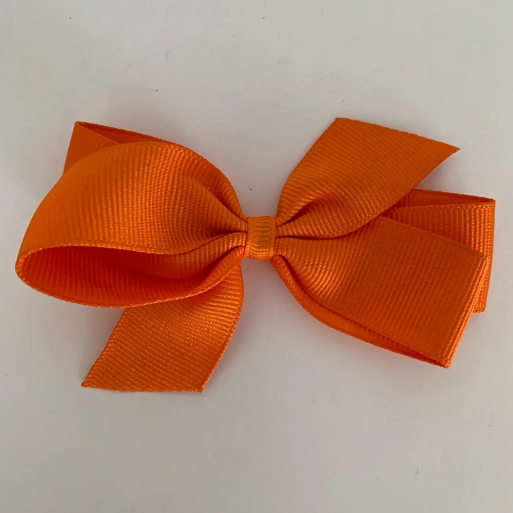 Kids Bow Set Hair Clips Accessories 4 Pieces Black Blue Orange Cream
